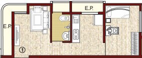 Floor plan of 1 BHK 302 Sq. Ft. Apartment in JVM Sky Court, Thane