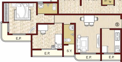 Floor plan of 1 BHK 546 Sq. Ft. Apartment in JVM Sky Court, Thane