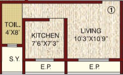 Floor plan of 220 Sq. Ft. Studio in JVM Sky Court, Thane