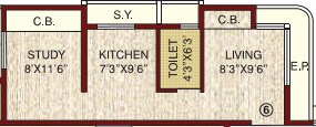 Floor plan of 302 Sq. Ft. Studio in JVM Sky Court, Thane