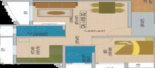 Floor plan of 1 BHK Apartment - 335 sq. ft. in JVM Spaces Srushti Vihar, Thane