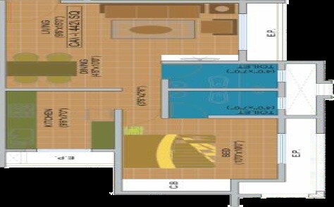 Floor plan of 1 BHK Apartment - 484 sq. ft. in JVM Spaces Srushti Vihar, Thane