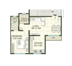 1 BHK 400 Sq. Ft. Apartment in K M Horizon Palms 2