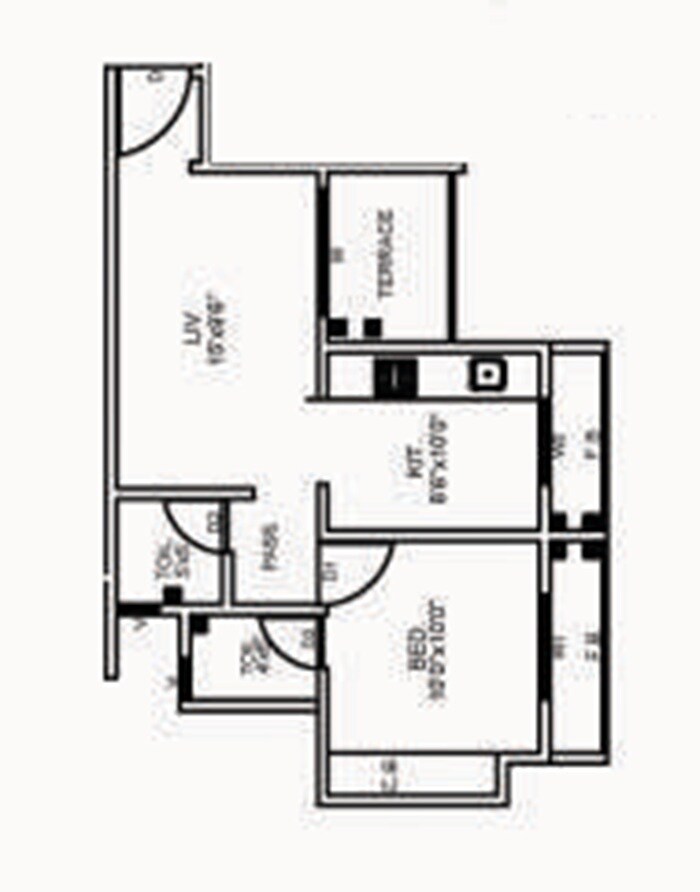 Floor plan of 1 BHK 435 Sq. Ft. Apartment in K P Millenium Heights, Thane