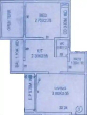Floor plan of 1 BHK 450 Sq. Ft. Apartment in Kailash Sapphire Bhoir Jewels, Thane