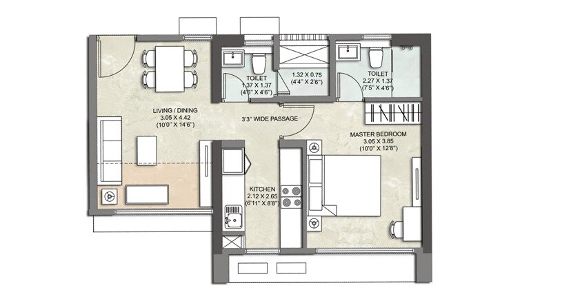  1 BHK Apartment at Kalpataru Immensa, Kolshet Road – for Rent