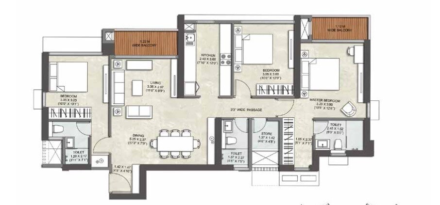  3 BHK Apartment at Kalpataru Immensa, Kolshet Road – for Rent