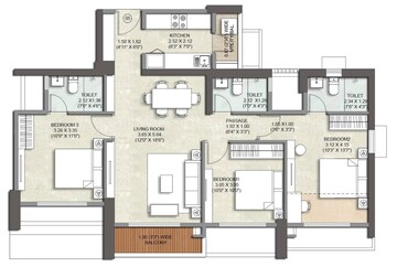  3 BHK Apartment at Kalpataru Immensa, Kolshet Industrial Area – for Sale