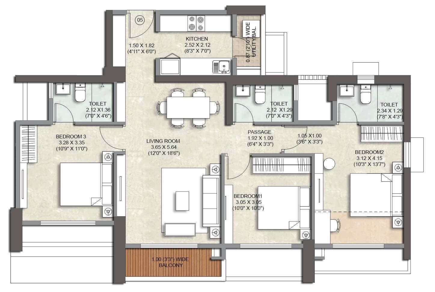 Other, kalpataru-immensa 3 Bedroom 957 Sq.Ft. Apartment In Kolshet Road Thane 8973869
