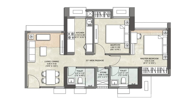 Other, kalpataru-immensa-c 2 Bedroom 598 Sq.Ft. Apartment In Kolshet Road Thane 8633002
