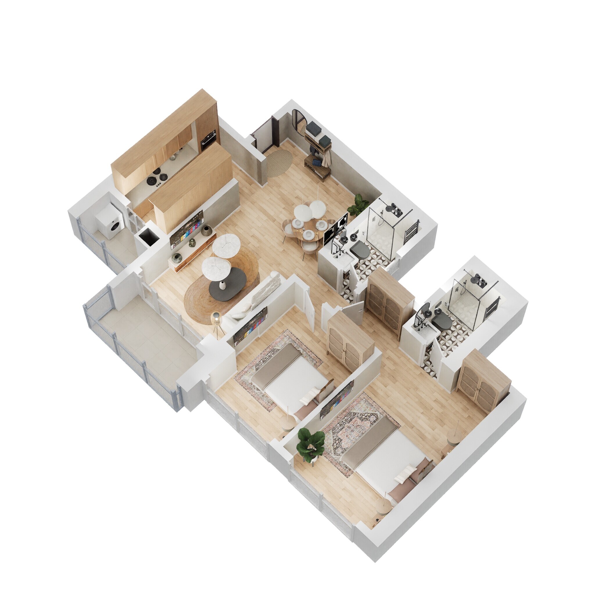 2 BHK 636 Sq. Ft. Apartment