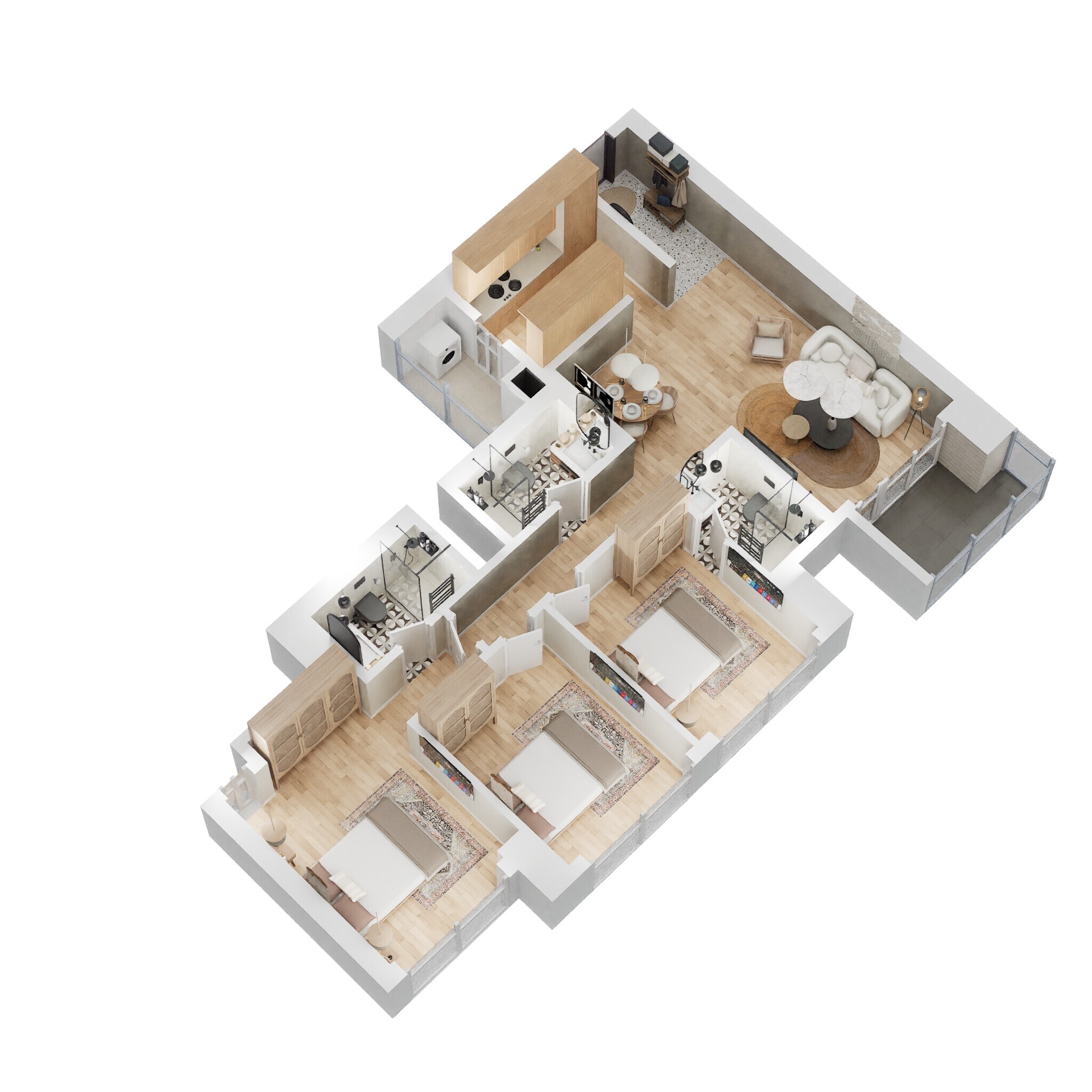 3 BHK 957 Sq. Ft. Apartment