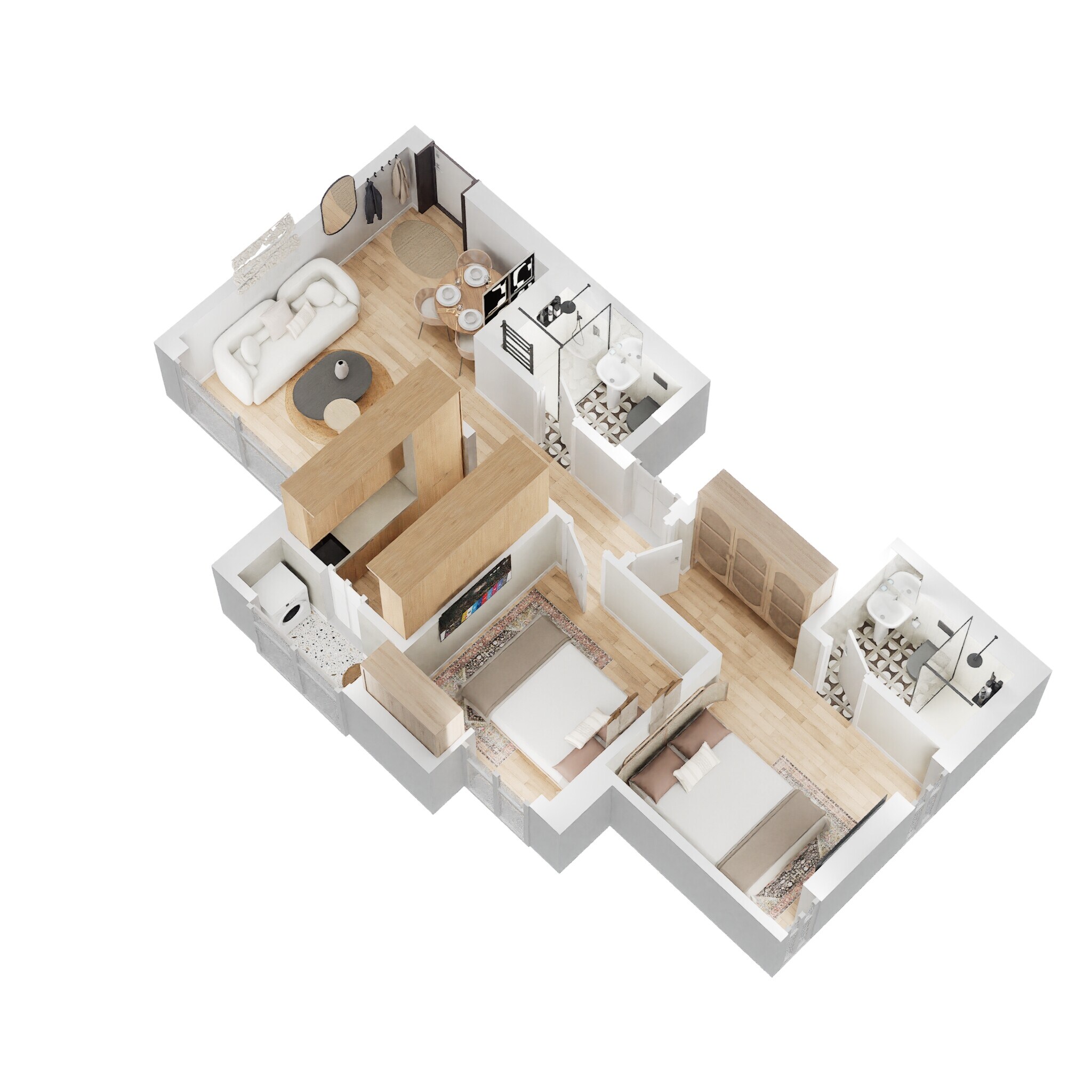 Floor plan of 2 BHK 527 Sq. Ft. Apartment in Kalpataru Paramount, Thane