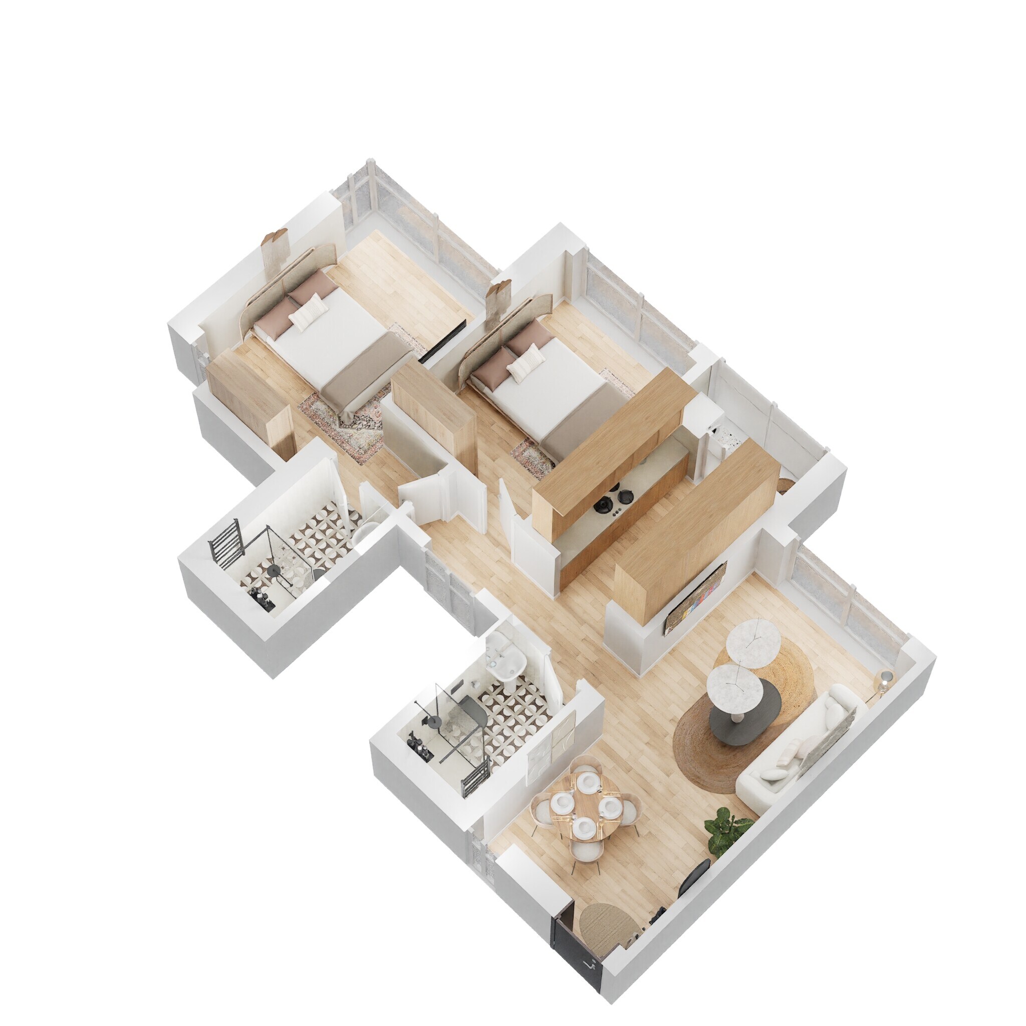 Floor plan of 2 BHK 672 Sq. Ft. Apartment in Kalpataru Paramount, Thane