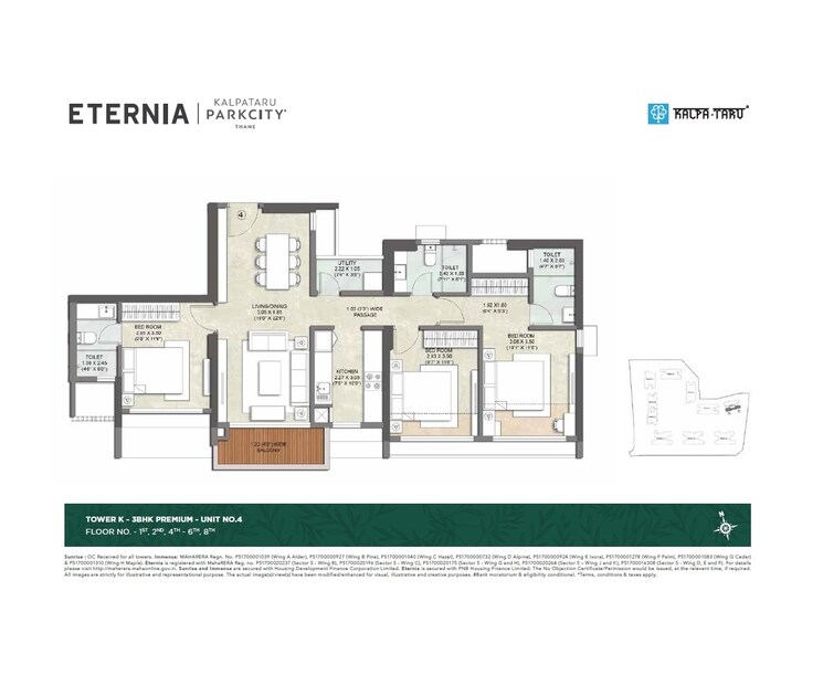 Other, kalpataru-parkcity 3 Bedroom 1079 Sq.Ft. Apartment In Kolshet Road Thane 9344195