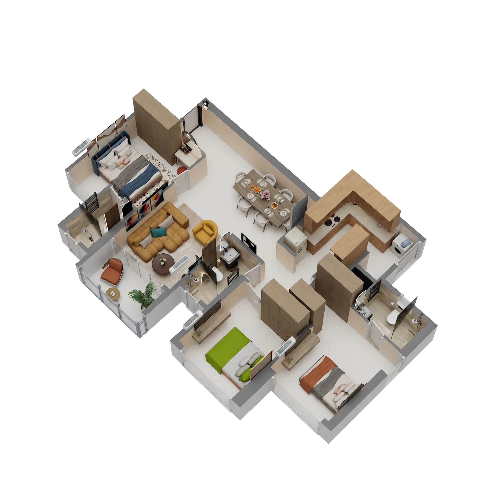 3 BHK 1075 Sq. Ft. Apartment