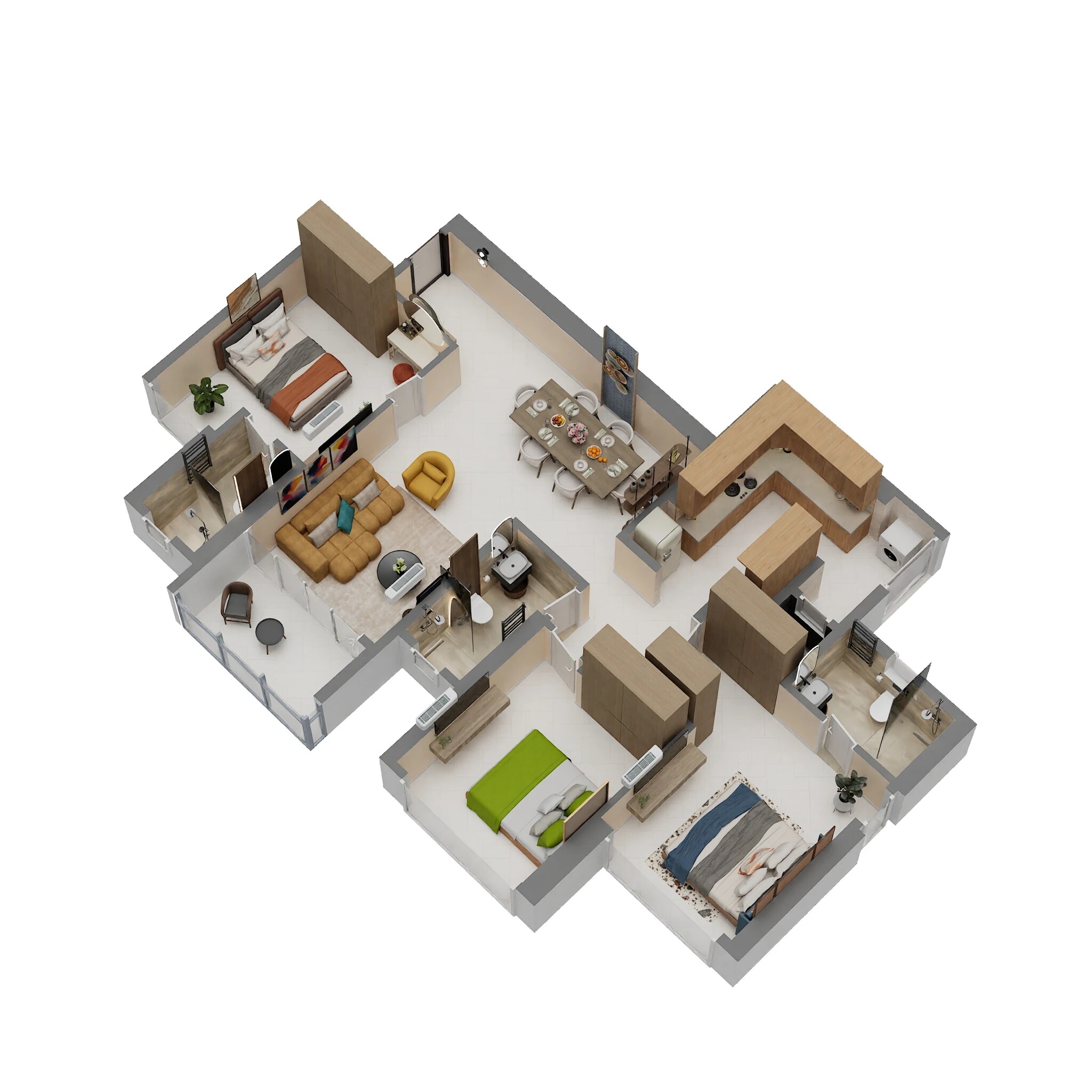 Floor plan of 3 BHK 950 Sq. Ft. Apartment in Kalpataru Parkcity Estella, Thane