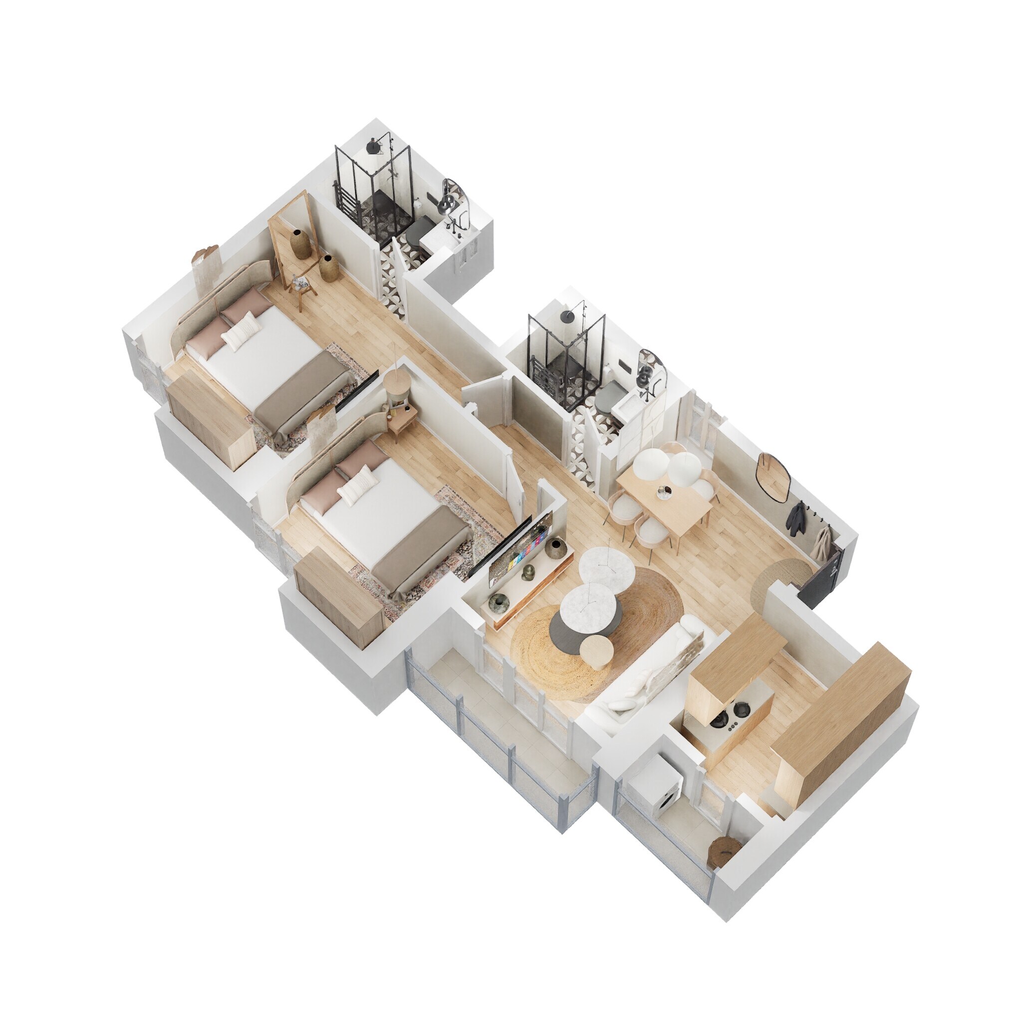 2 BHK 636 Sq. Ft. Apartment