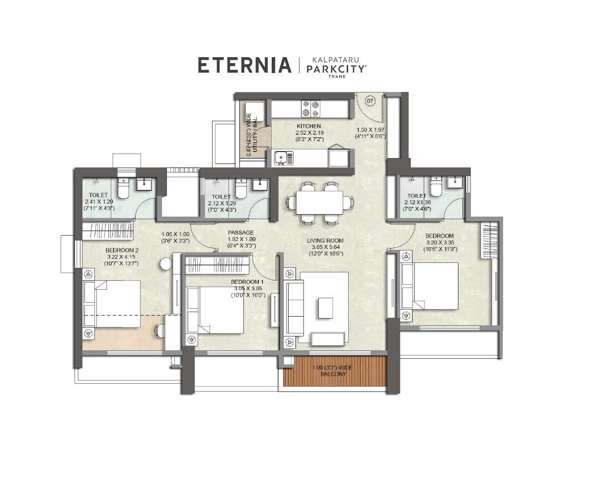 Other, kalpataru-parkcity-eternia 3 Bedroom 1079 Sq.Ft. Apartment In Kolshet Road Thane 9622075