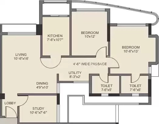 2 BHK 1235 Sq. Ft. Apartment