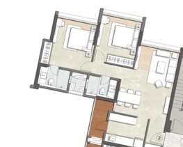 Floor plan of 2 BHK 463 Sq. Ft. Apartment in Kalpataru Sunrise Grande, Thane