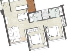 Floor plan of 2 BHK 530 Sq. Ft. Apartment in Kalpataru Sunrise Grande, Thane