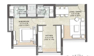  1 BHK Apartment at Kalpataru The Sunrise, Kolshet Road – for Sale