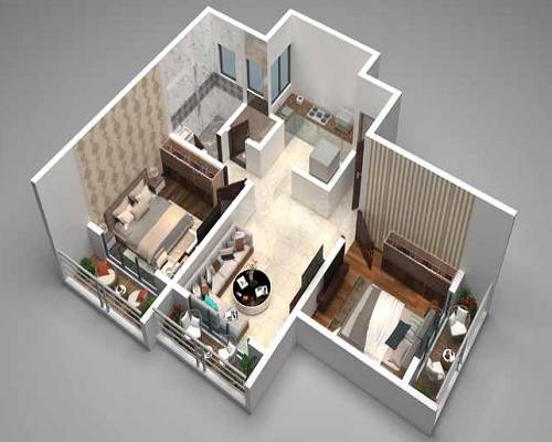 Floor plan of 2 BHK 439 Sq. Ft. Apartment in Kalyan Aashiyana, Thane