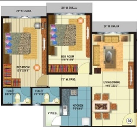 2 BHK 1125 Sq. Ft. Apartment in Kamla Sai Jai Bhavani