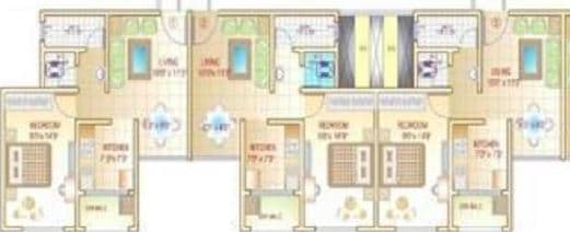 Floor plan of 3 BHK 1310 Sq. Ft. Apartment in Kanakia Spaces Iraisa Apartments, Thane