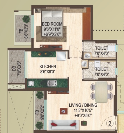 1 BHK 675 Sq. Ft. Apartment in Kanungos Garden City