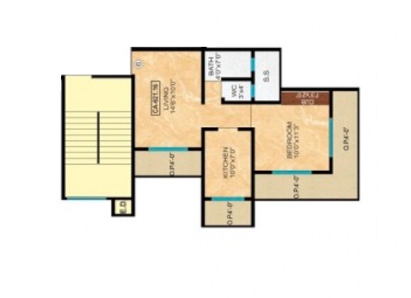 Floor plan of 1 BHK 425 Sq. Ft. Apartment in Karmvir Sapphire Homes, Thane
