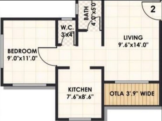 Floor plan of 1 BHK 623 Sq. Ft. Apartment in Karrm Gardens, Thane