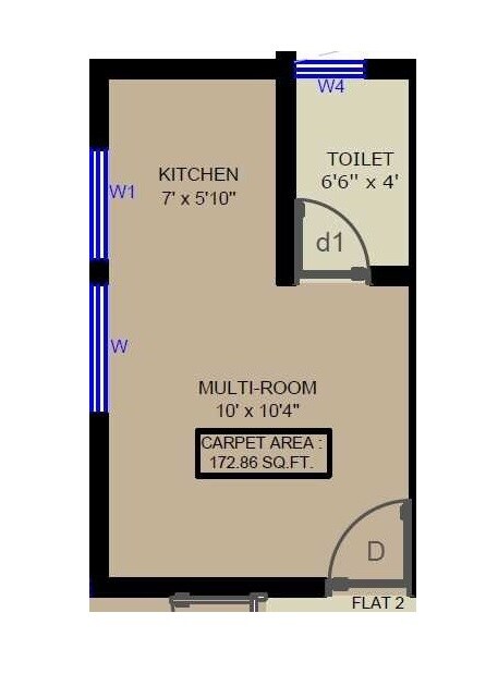 Floor plan of 173 Sq. Ft. Studio in Karrm Panchtatva, Thane