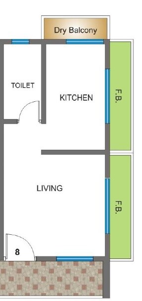 Floor plan of 236 Sq. Ft. Studio in Karrm Residency 4, Thane