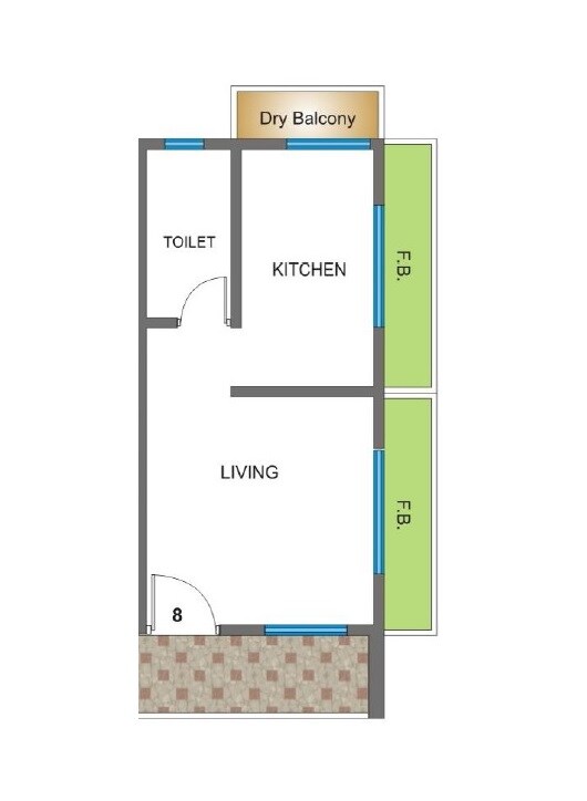 Floor plan of 236 Sq. Ft. Studio in Karrm Residency, Thane