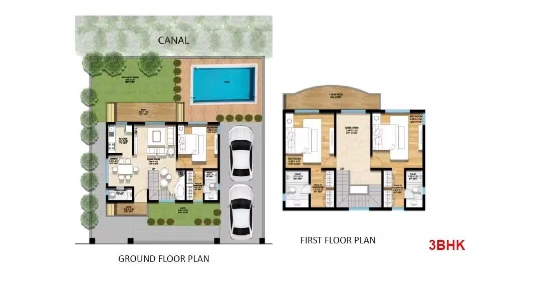 Floor plan of 3 BHK 1658 Sq. Ft. Villa in Kashikar The Veniscape, Thane