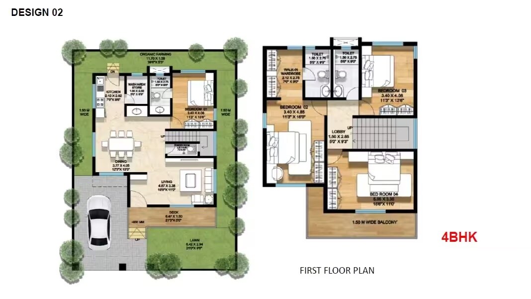 Floor plan of 4 BHK 1762 Sq. Ft. Villa in Kashikar The Veniscape, Thane
