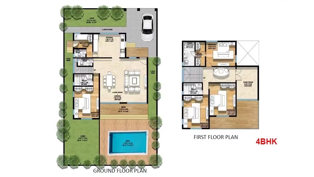 Floor plan of 4 BHK 2415 Sq. Ft. Villa in Kashikar The Veniscape, Thane