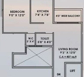 1 BHK 407 Sq. Ft. Apartment in Katarias Shiv Shrishti