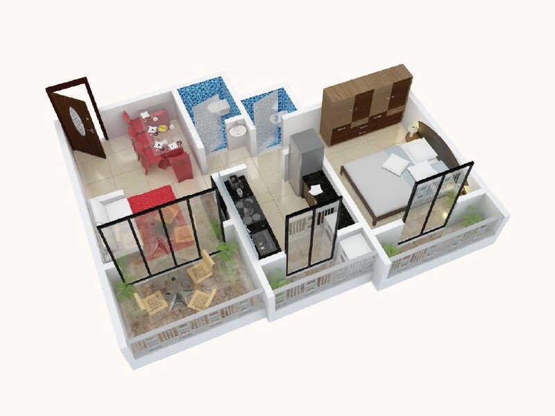 Floor plan of 1 BHK 337 Sq. Ft. Apartment in Kavita Pearl, Thane