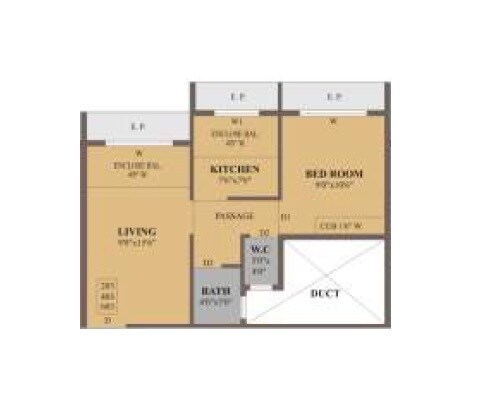 Floor plan of 1 BHK 414 Sq. Ft. Apartment in Khatri Sparsh, Thane