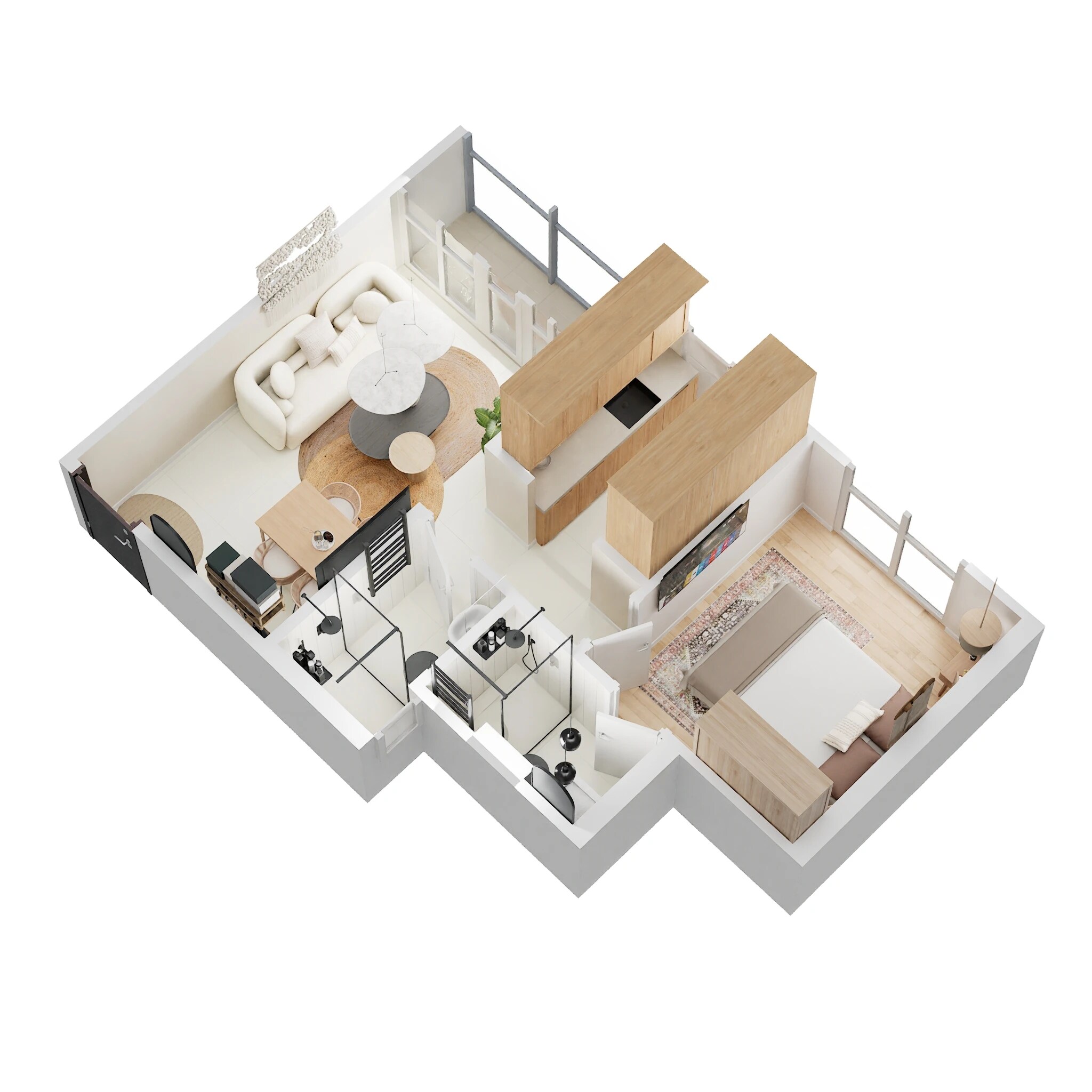 Floor plan of 1 BHK 368 Sq. Ft. Apartment in Kohinoor Uptown, Thane