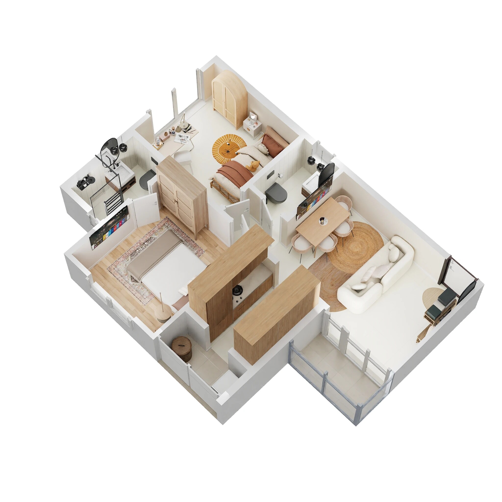Floor plan of 2 BHK 535 Sq. Ft. Apartment in Kohinoor Uptown, Thane