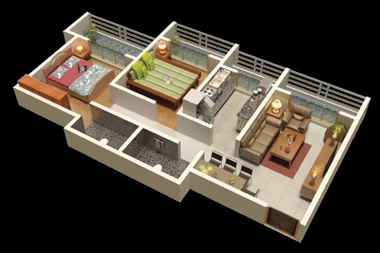 2 BHK 442 Sq. Ft. Apartment