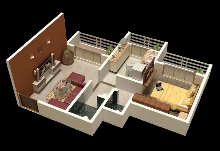 1 BHK 590 Sq. Ft. Apartment