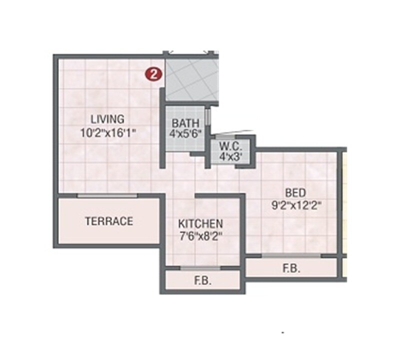 Floor plan of 1 BHK 243 Sq. Ft. Apartment in Krishna Nisarga, Thane