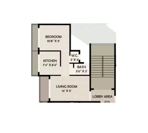 Floor plan of 1 BHK 360 Sq. Ft. Apartment in Krishna Sankul Badlapur, Thane