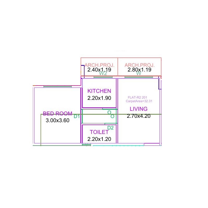 Floor plan of 1 BHK 348 Sq. Ft. Apartment in Krishna Vishnu Krupa CHS, Thane