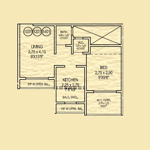 1 BHK 355 Sq. Ft. Apartment in Krushnai Heights